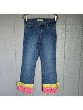 Too She She‎ Women’s Jeans Size 6 Flare Bell Bottom Colorblock Polka Dot Bow Y2K
